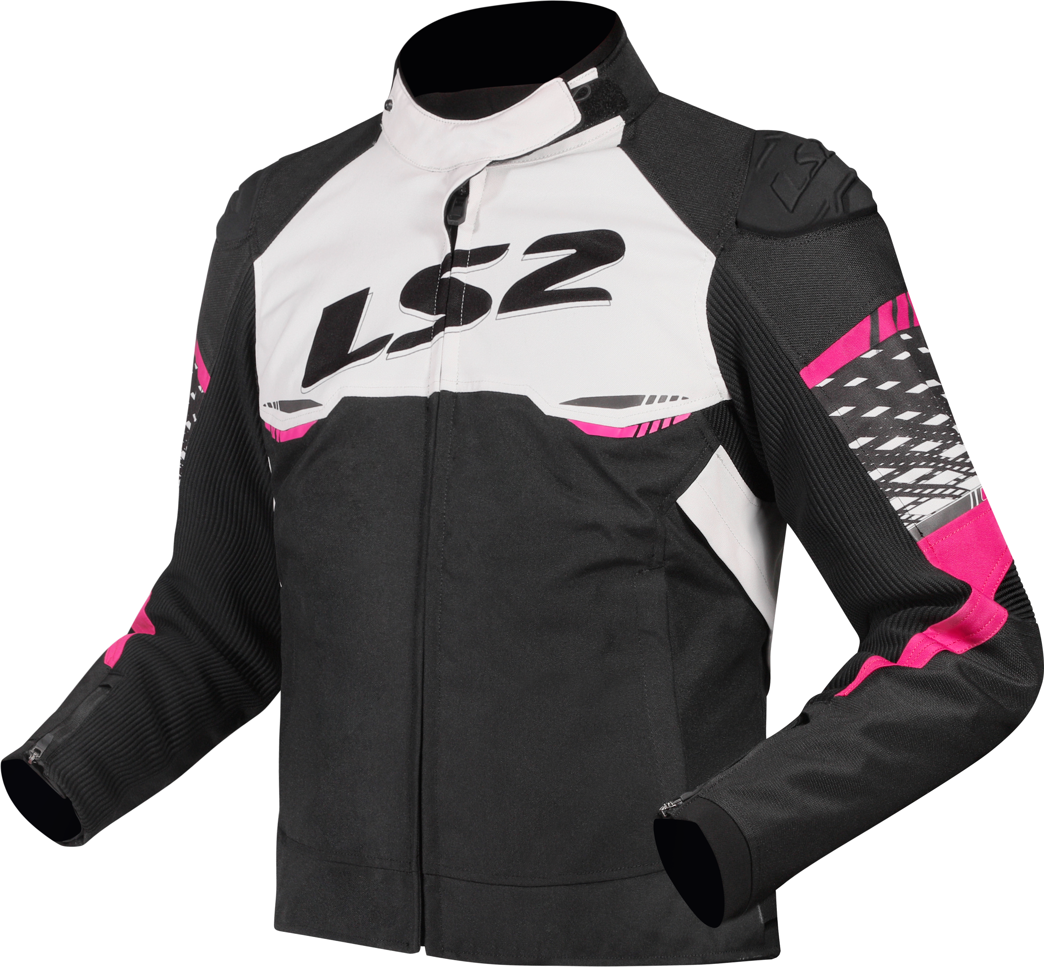 LS2 APEX LADY JACKET BLACK WHITE PINK